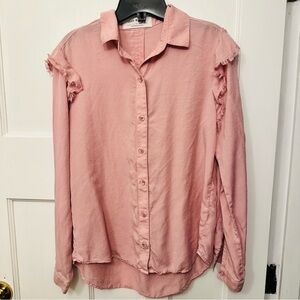 ⭐️ Anthropologie Cloth & Stone Med ? Pink Button-Down Shirt 18”ptp